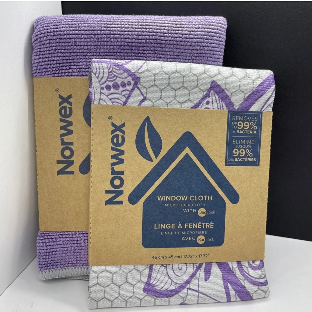 Norwex Basic Package EnviroCloth amethyst w/Gray Trim+Window Cloth Amethyst lace